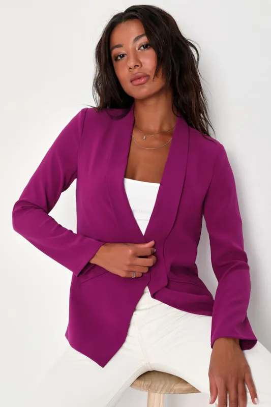Miss Punctuality Magenta Lightweight Blazer sold by Lulus