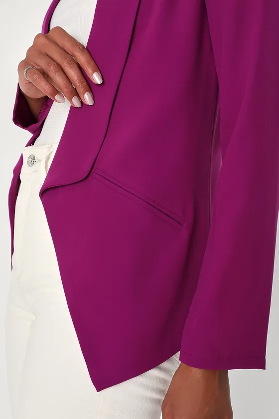 Miss Punctuality Magenta Lightweight Blazer sold by Lulus product image thumbnail 3