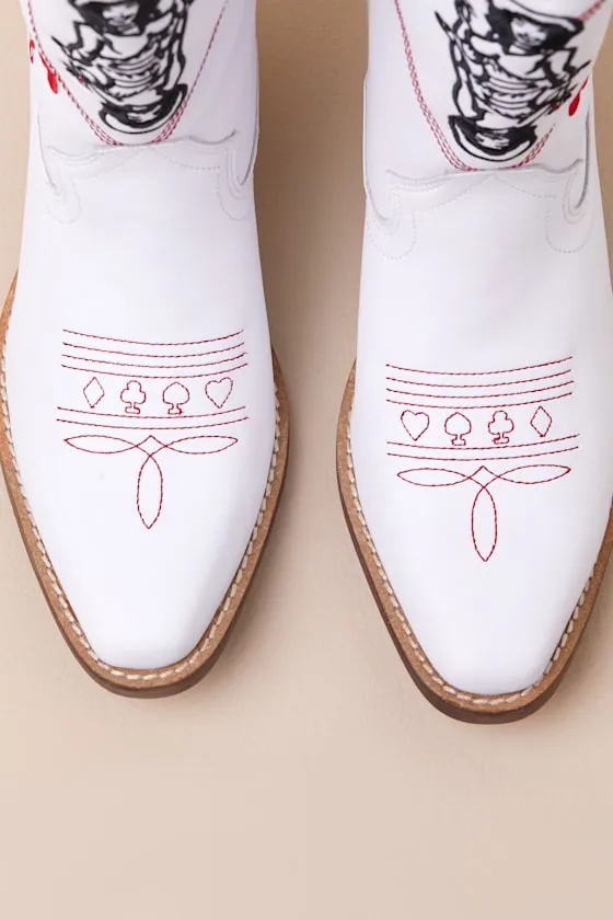 Queen A Hearts White Leather Knee-High Western Boots sold by Lulus product image thumbnail 2