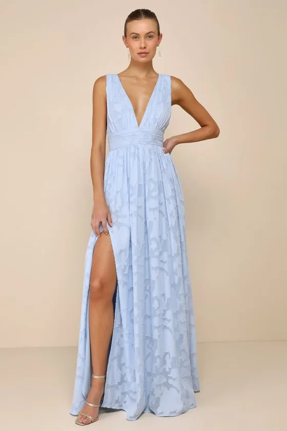 Sweet Sophistication Light Blue Burnout Floral Maxi Dress sold by Lulus