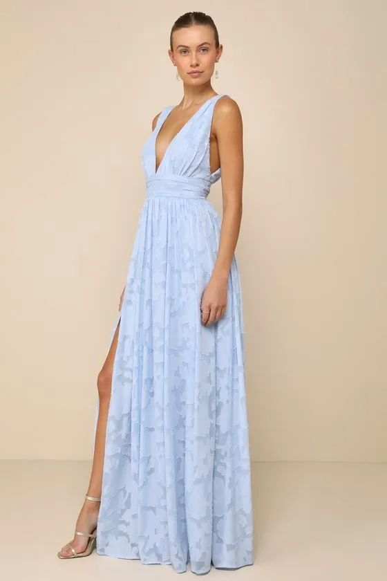 Sweet Sophistication Light Blue Burnout Floral Maxi Dress sold by Lulus product image thumbnail 4