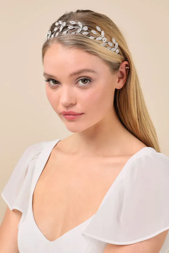 Beautiful Shine Silver Rhinestone Floral Headband sold by Lulus product image thumbnail 2