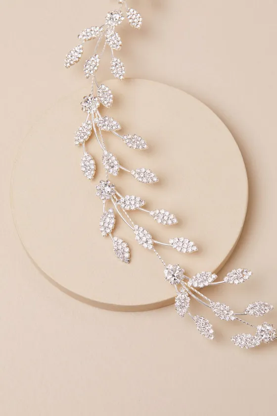 Beautiful Shine Silver Rhinestone Floral Headband sold by Lulus product image thumbnail 4