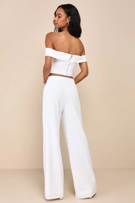 Exponentially Chic Ivory Off-the-Shoulder Two-Piece Jumpsuit sold by Lulus product image thumbnail 2