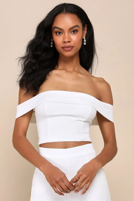 Exponentially Chic Ivory Off-the-Shoulder Two-Piece Jumpsuit sold by Lulus product image thumbnail 3