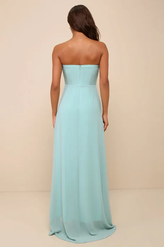 Splendid Aura Sage Green Chiffon Pleated Strapless Maxi Dress sold by Lulus product image thumbnail 2