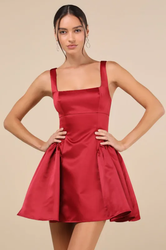 Adorable Promise Wine Red Satin Sleeveless Mini Dress sold by Lulus