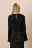 Sparkling Behavior Black Sequin Feather Long Sleeve Top sold by Lulus