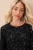 Sparkling Behavior Black Sequin Feather Long Sleeve Top sold by Lulus