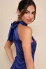 Infinite Admiration Royal Blue Satin Halter Mini Dress sold by Lulus