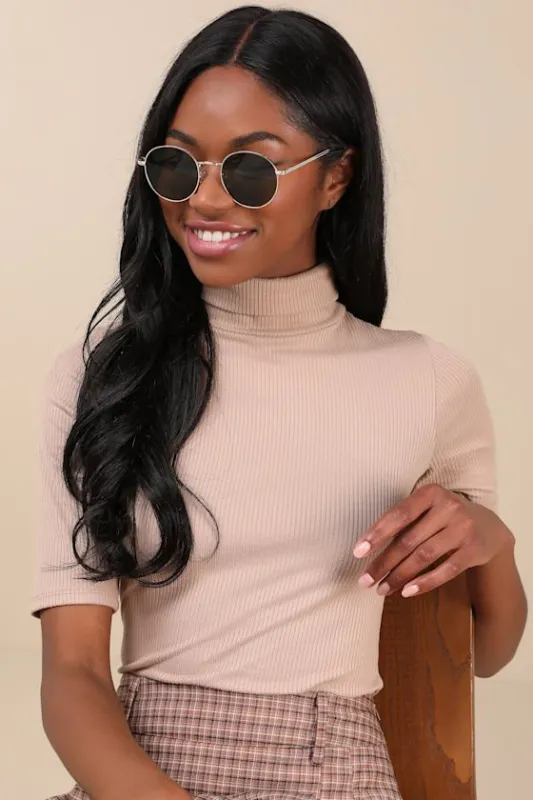 Agreed Gold Round Sunglasses sold by Lulus