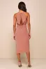 Amalfi Muse Rust Brown Striped Cutout Faux Wrap Midi Dress sold by Lulus