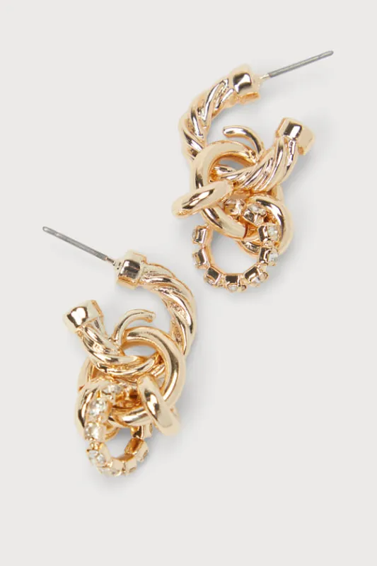 Exceptional Decadence Gold Twisted Multi Hoop Earrings sold by Lulus