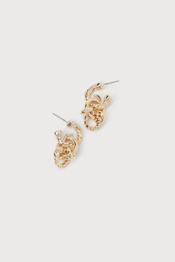 Exceptional Decadence Gold Twisted Multi Hoop Earrings sold by Lulus product image thumbnail 3