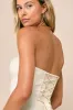 Cute Expression Cream Jacquard Strapless Bustier Romper sold by Lulus