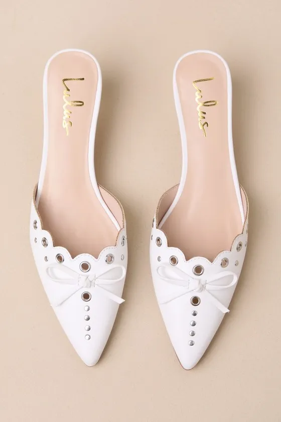 Cerine White Studded Pointed-Toe Mule Pumps sold by Lulus product image thumbnail 3