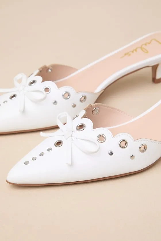 Cerine White Studded Pointed-Toe Mule Pumps sold by Lulus product image thumbnail 4