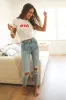 Moneymaker Light Blue Distressed High-Rise Skinny Jeans sold by Lulus