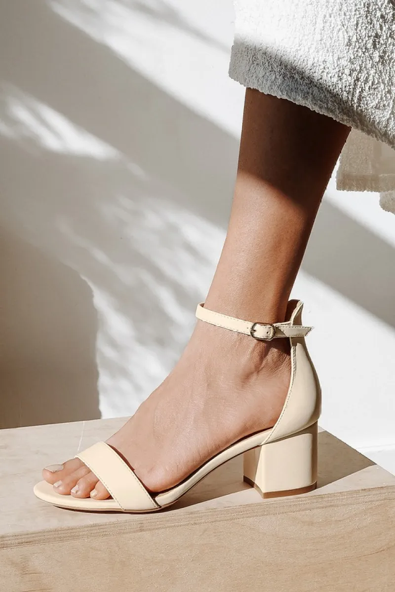 Harper Off White Ankle Strap Heels sold by Lulus