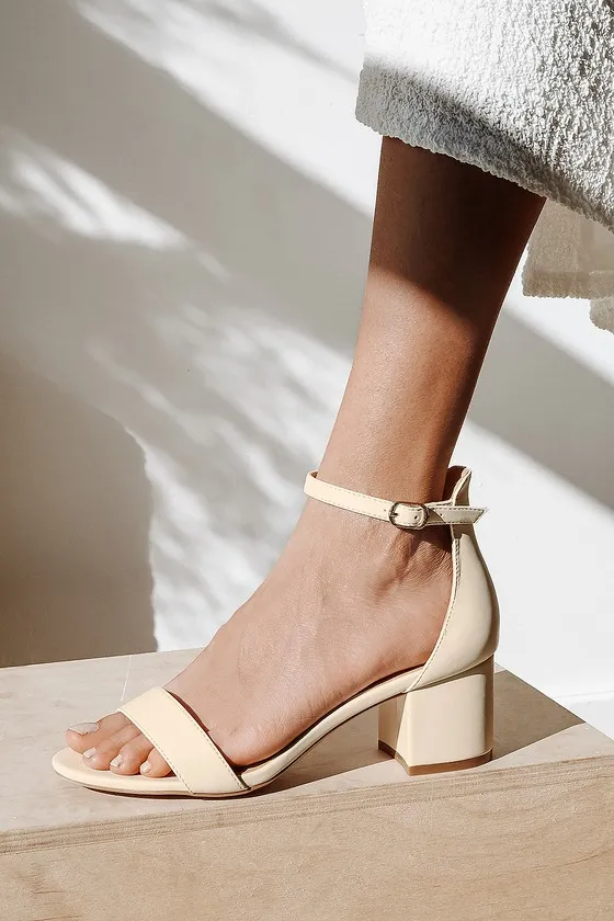 Harper Off White Ankle Strap Heels sold by Lulus