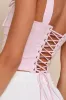 Trendsetting Essence Pink Linen Pleated Cropped Lace-Up Top sold by Lulus