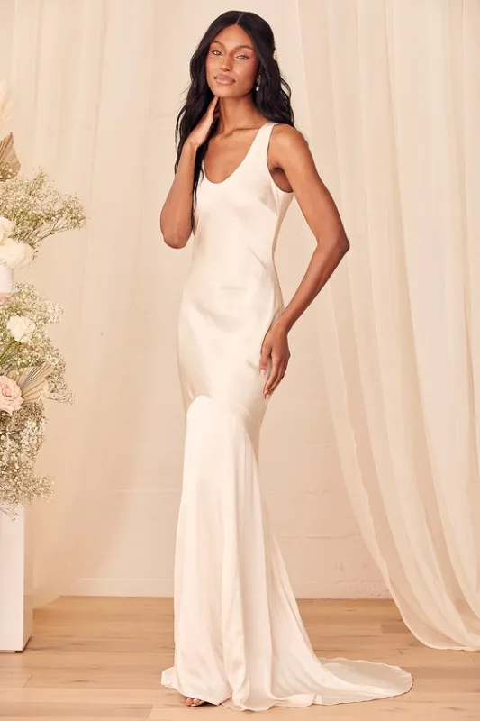 Love All of Me Champagne Satin Maxi Dress sold by Lulus