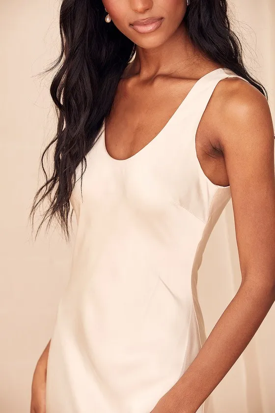 Love All of Me Champagne Satin Maxi Dress sold by Lulus product image thumbnail 3