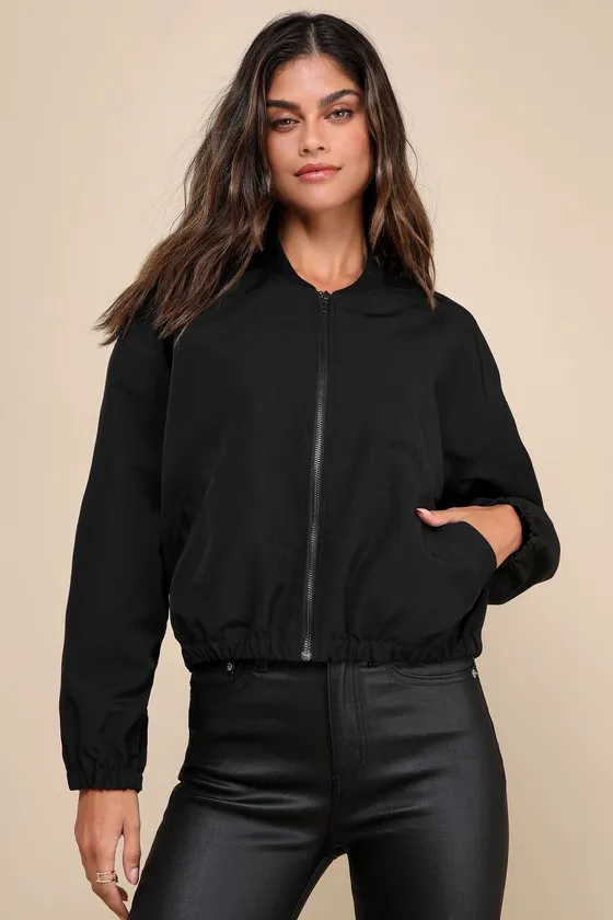 Cool Perfection Black Bomber Jacket sold by Lulus product image thumbnail 3