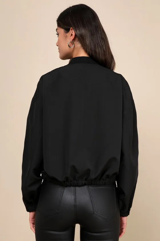 Cool Perfection Black Bomber Jacket sold by Lulus product image thumbnail 4