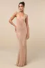 Dazzling Finesse Tan Mesh Rhinestone Cowl Back Maxi Dress sold by Lulus