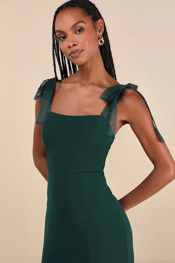 Romantic Celebration Emerald Green Tie-Strap Bodycon Midi Dress sold by Lulus product image thumbnail 4