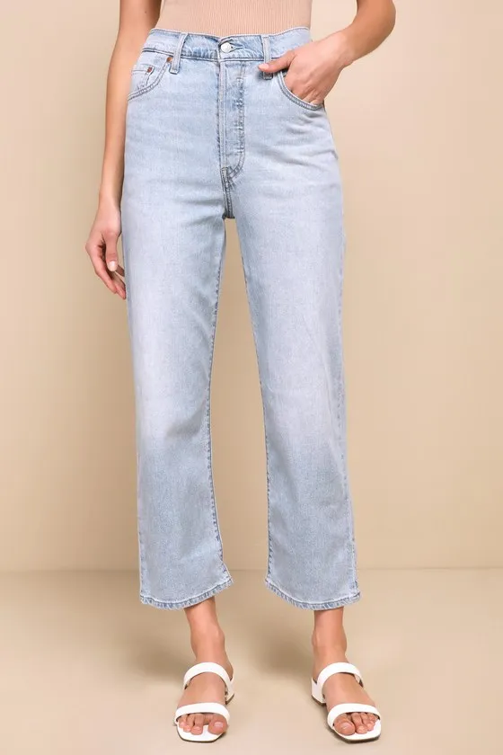 Ribcage Light Wash Straight Ankle Denim Jeans sold by Lulus product image thumbnail 2