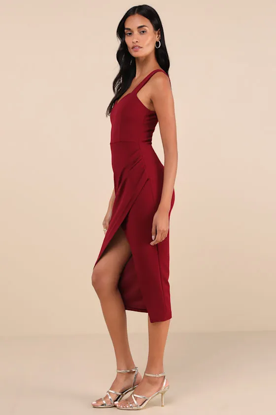 Always Beautiful Burgundy Sleeveless Tulip Midi Dress sold by Lulus product image thumbnail 4