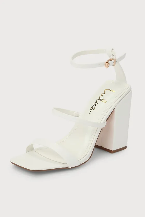 Mabie White Ankle Strap High Heel Sandals sold by Lulus product image thumbnail 4