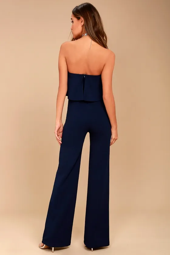 Power of Love Navy Blue Strapless Jumpsuit sold by Lulus product image thumbnail 3