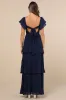 Notorious Charm Navy Blue Pleated Flutter Sleeve Maxi Dress sold by Lulus