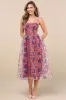 Delightful Look Magenta Floral Print Bustier Midi Skater Dress sold by Lulus
