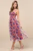 Delightful Look Magenta Floral Print Bustier Midi Skater Dress sold by Lulus