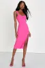 Party Persona Hot Pink Sleeveless Twist-Front Midi Dress sold by Lulus