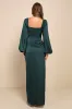 Eternal Heart Emerald Green Satin Long Sleeve Maxi Dress sold by Lulus