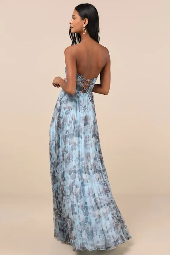 Most Beautiful Day Blue Multi Floral Print Organza Maxi Dress sold by Lulus product image thumbnail 2