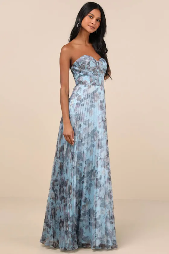 Most Beautiful Day Blue Multi Floral Print Organza Maxi Dress sold by Lulus product image thumbnail 4