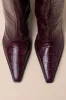 Raffaela Merlot Wine Leather Croc-Embossed Ankle Boots sold by Lulus