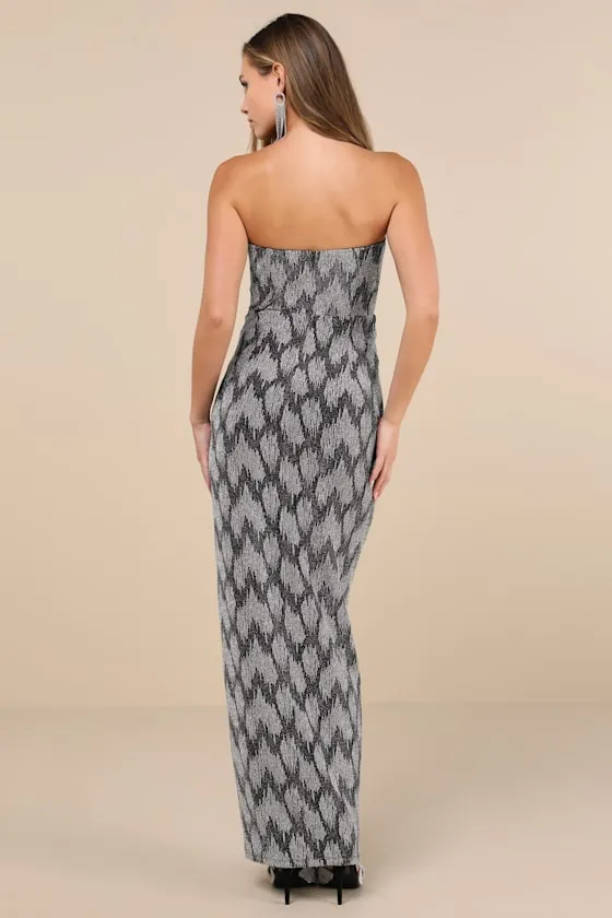 Shimmering RSVP Shiny Silver Lurex Strapless Maxi Dress sold by Lulus product image thumbnail 2