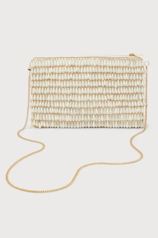 Glamorous Vision White Pearl Fringe Crossbody Bag sold by Lulus