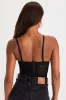 Flirty Icon Black 3D Floral Embroidered Bustier Tank Top sold by Lulus