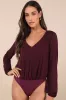 Chic on Repeat Plum Purple V-Neck Long Sleeve Bodysuit sold by Lulus