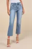 Melissa Light Wash Mid-Rise Straight Leg Raw Hem Jeans sold by Lulus