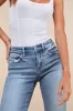Melissa Light Wash Mid-Rise Straight Leg Raw Hem Jeans sold by Lulus