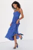 Cascading Crush Cobalt Blue Tiered Bustier Midi Dress sold by Lulus